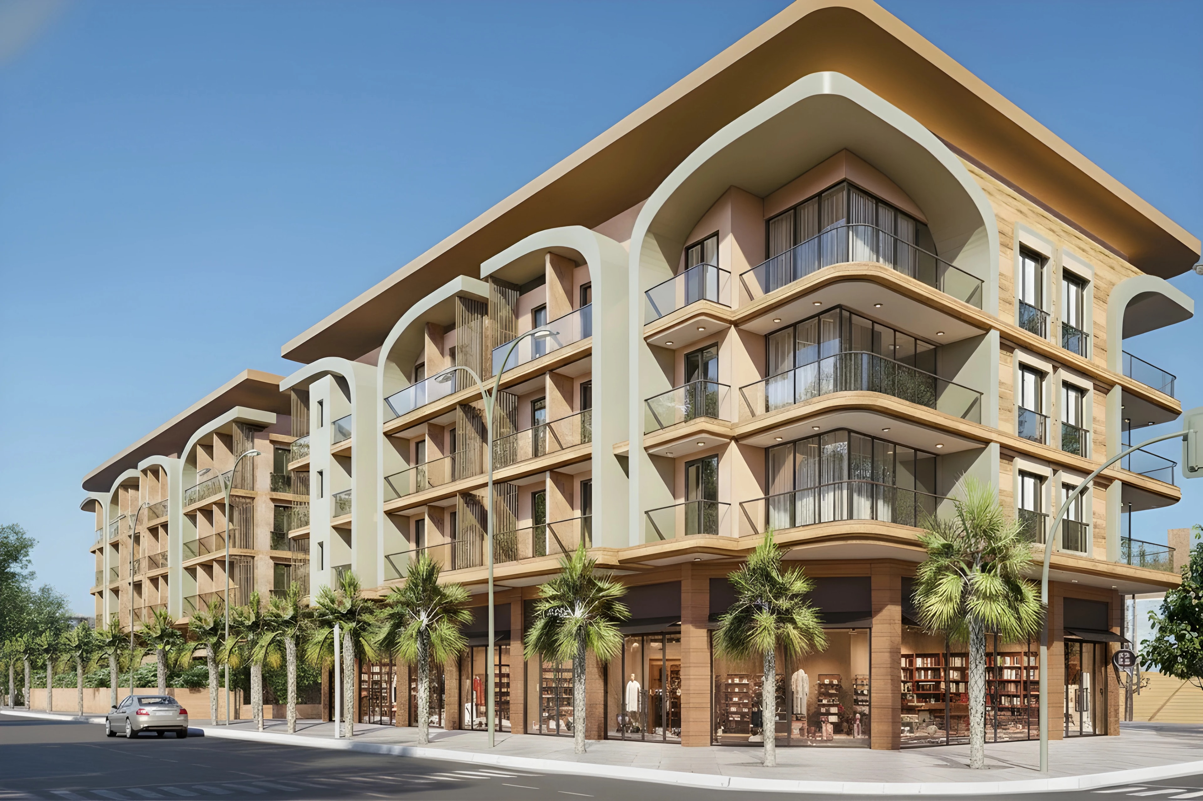 Gold Garden — façade contemporaine de la résidence à Marrakech