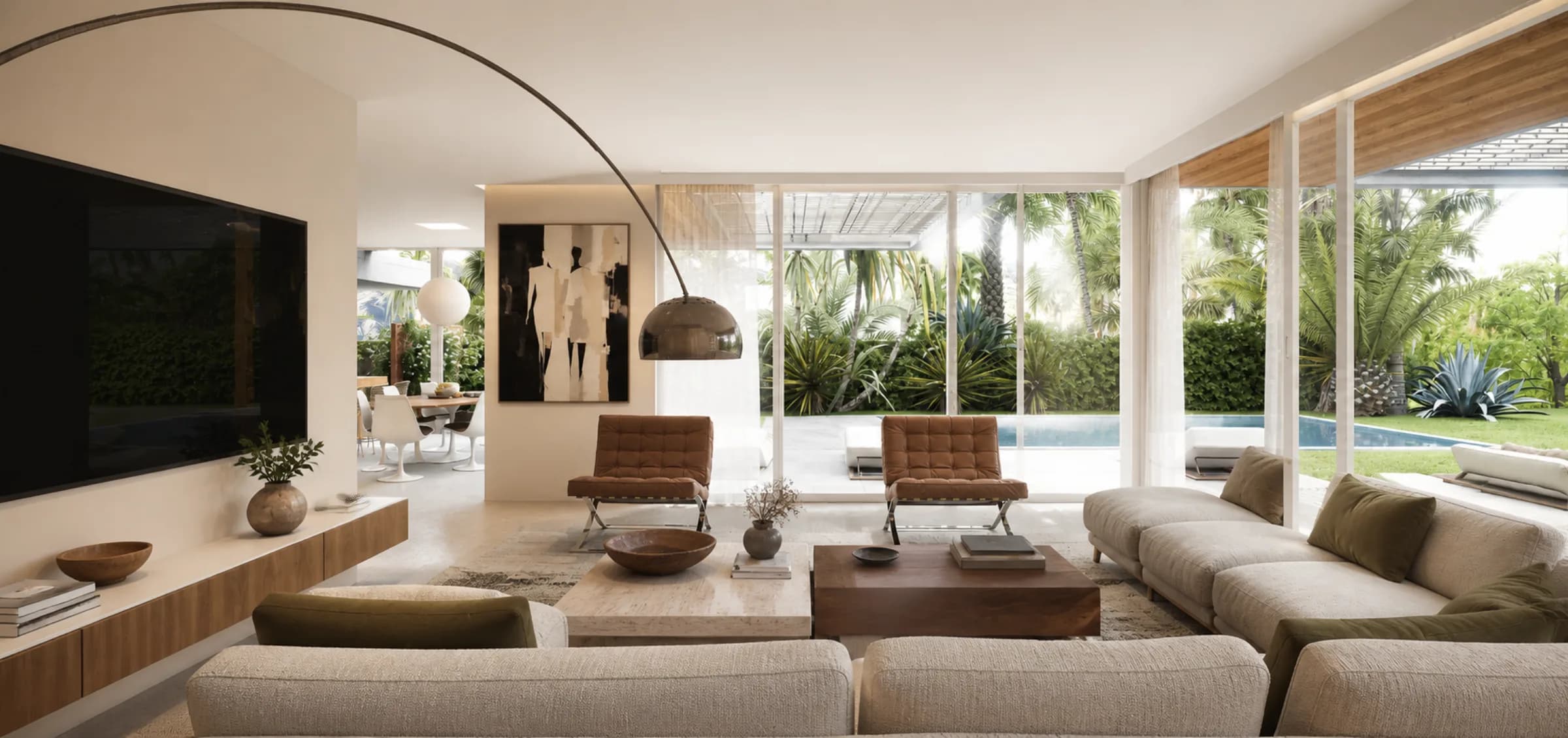 Le salon, ouvert sur le jardin